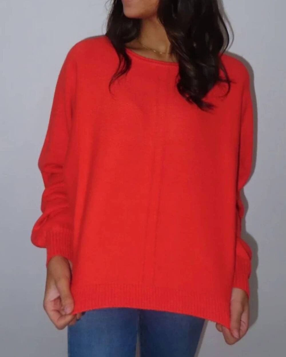 NEW EASEL rayne crew sweater in orange